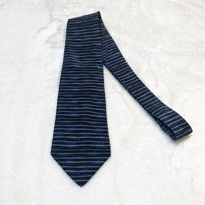 Oscar de la Renta Blue Striped Silk Tie